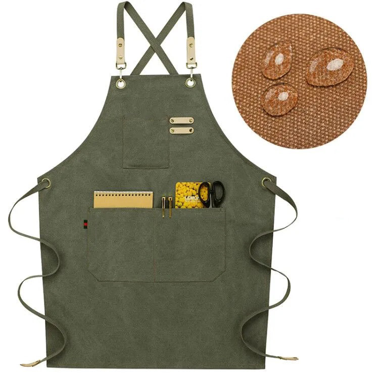 Adjustable Cross Back Canvas Cooking Kitchen Aprons