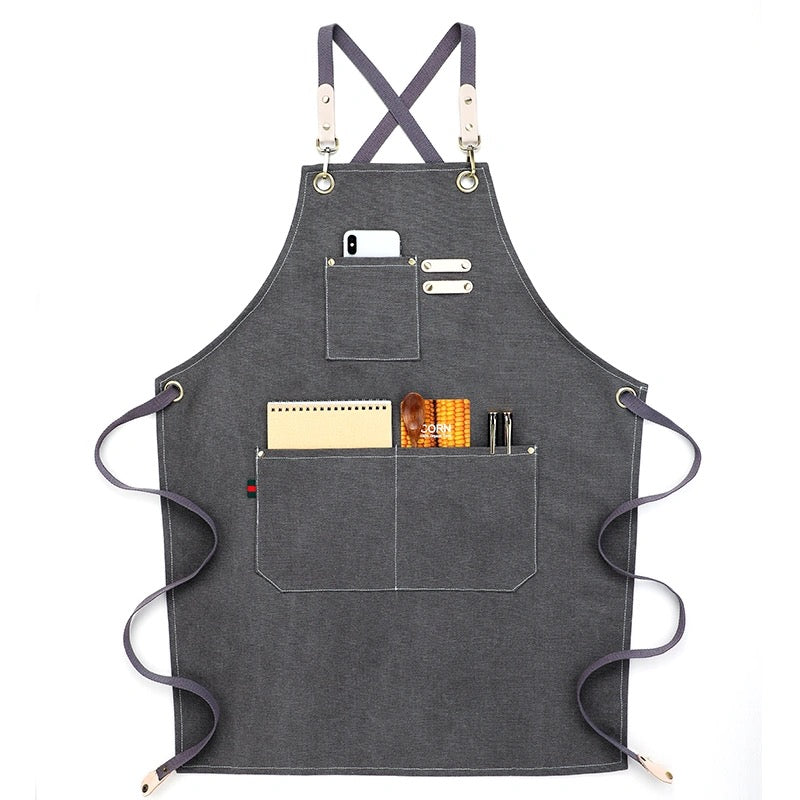 Adjustable Cross Back Canvas Cooking Kitchen Aprons