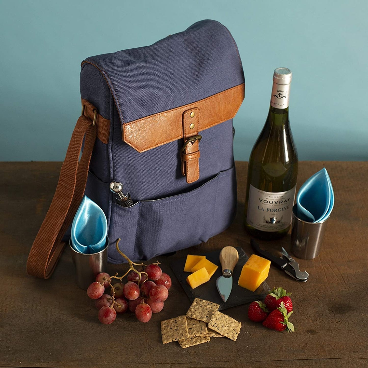 Canvas Wine Bottle Insulated Shoulder Bag With Cover