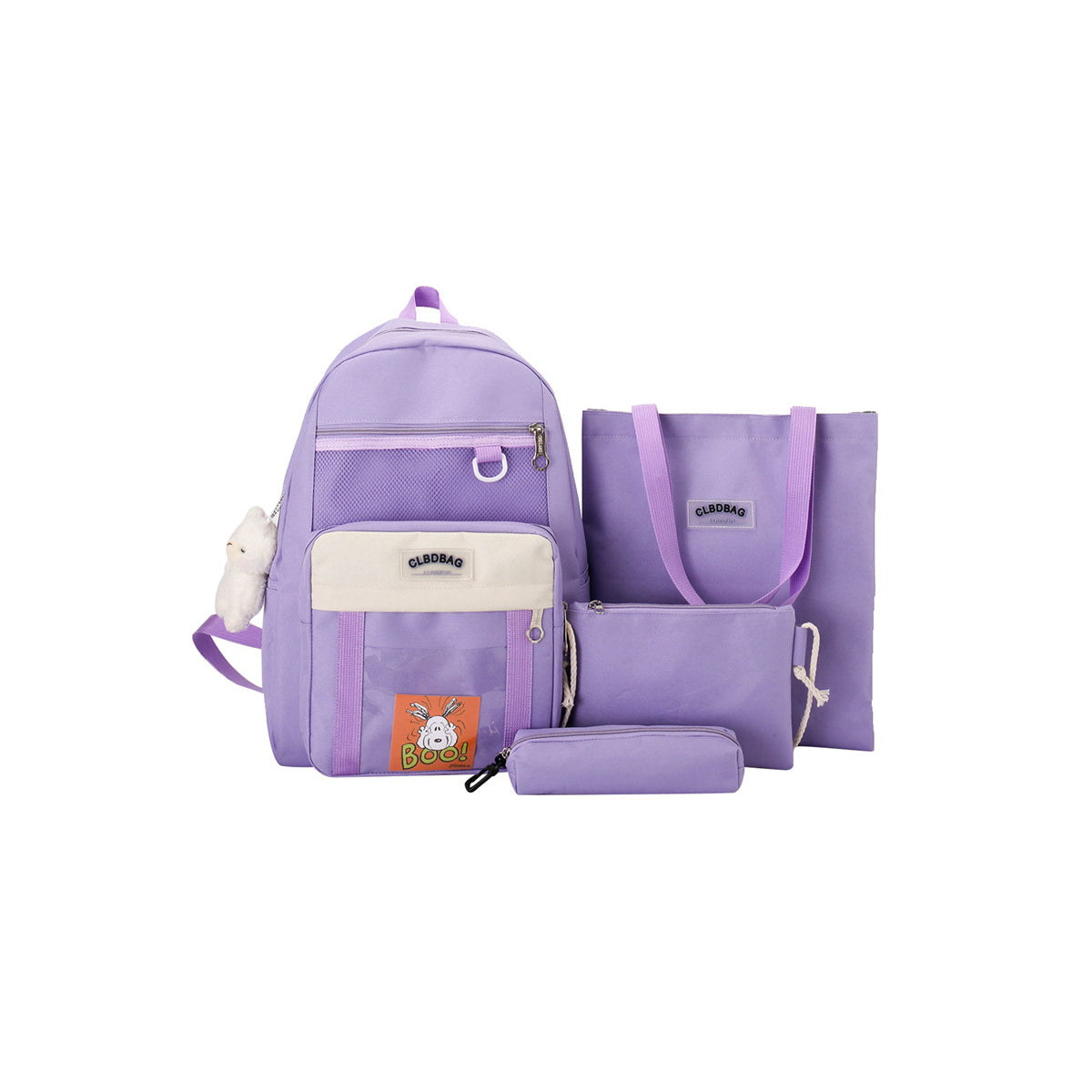 4Pcs Fashion Simple Student School Bag Campus Backpack