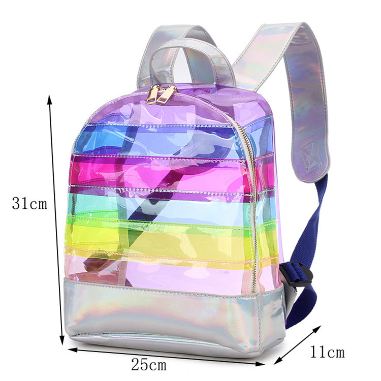 Fashion Waterproof Rainbow School Leisure PVC Backpack